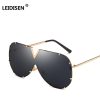 LEIDISEN  One Piece Sunglasses Men Brand Designer High Quality Oversized Sunglasses For Women Sunglass Metal UV400 Mirror