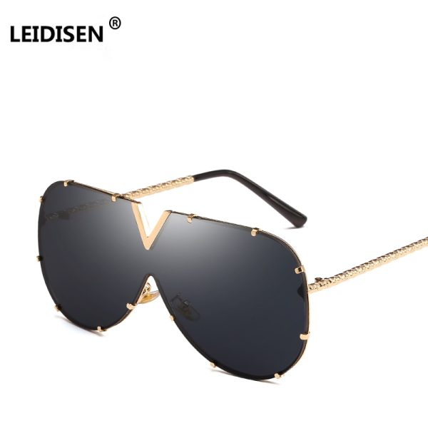 586487240 LEIDISEN One Piece Sunglasses Men Brand Designer High Quality Oversized Sunglasses For Women Sunglass Metal UV400 Mirror