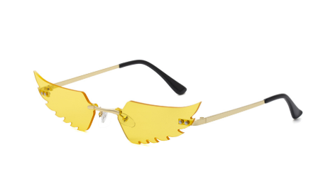 586487200 Luxury Fashion Flame Sunglasses Women Rimless Bat Sun GlassesEyeglass Vintage Feather Sunglass Fire Shape Eyewears
