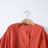 Flax flowing slanted collar long sleeved shirt