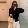 586483885 Cherry Red Knit Cardigan for Women, Stylish Waist-Cinching Slim Fit Sweater Coat, Festive Christmas and New Year Outfit