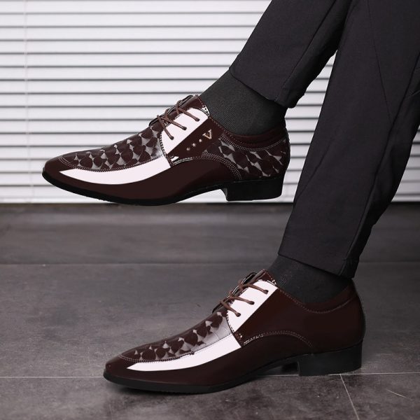 586486689 Bright leather shoes for men's business dress shoes, plus size men's shoes, versatile wedding shoes
