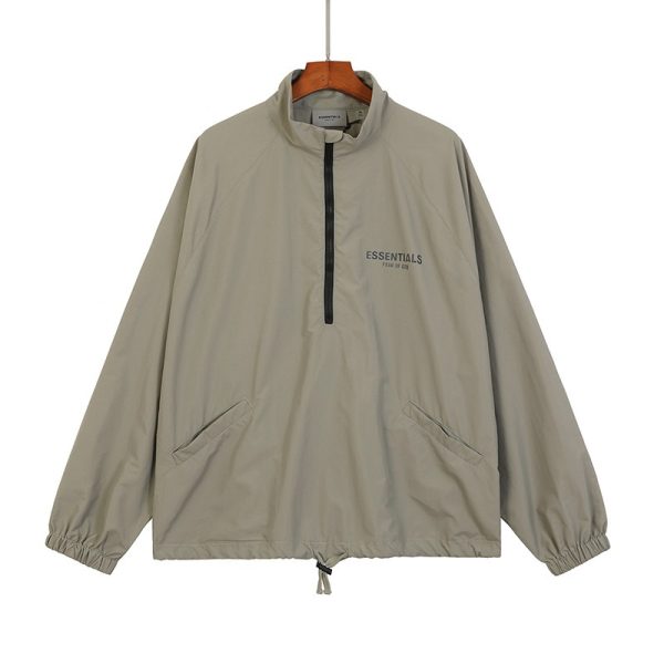 586486252 FOG Double Thread ESSENTIALS Half Zip Mens Trendy American INS Jacket Coat Windbreaker Spring and Autumn