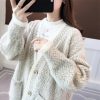 586484670 Fall New Women's Knit Cardigan Sweater Loose Outerwear Water Rabbit Fur Top Coat