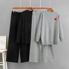 Long sleeved wide leg pants two-piece set for women