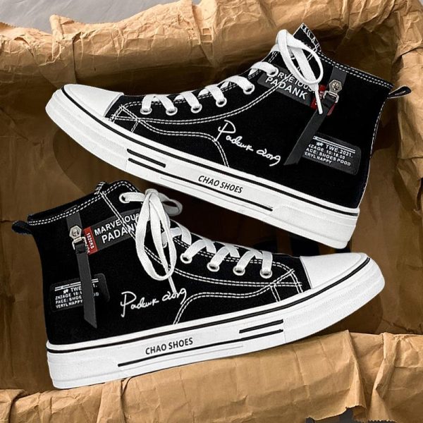 586485984 High top board shoes canvas shoes casual shoes Korean version student shoes men's shoes trendy shoes