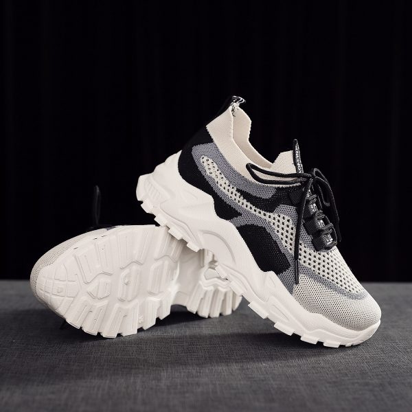 586486857 Flyknit shoes breathable and comfortable thick soled shoes dad shoes women's sports shoes