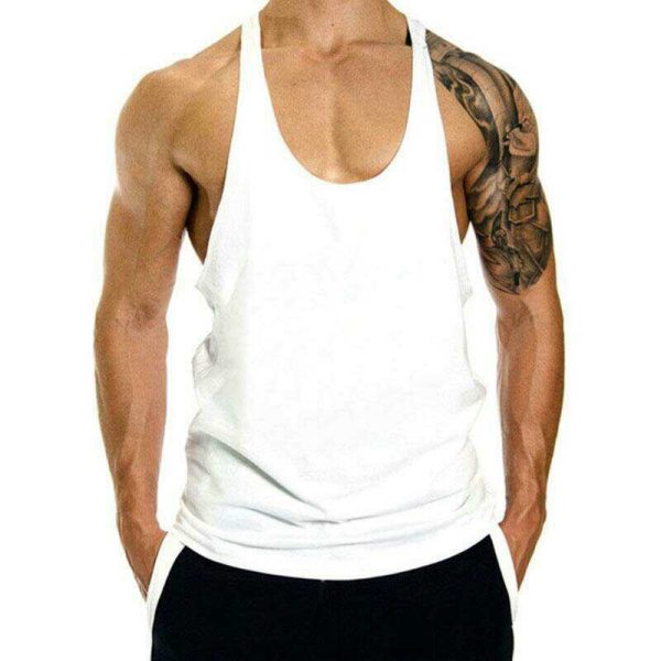 Fitness Tank op Mens Loose Training Racerback Sleeveless Cotton Basketball Sports Tank Top Bodybuilding Trend