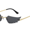 586487199 Luxury Fashion Flame Sunglasses Women Rimless Bat Sun GlassesEyeglass Vintage Feather Sunglass Fire Shape Eyewears