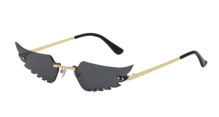 586487199 Luxury Fashion Flame Sunglasses Women Rimless Bat Sun GlassesEyeglass Vintage Feather Sunglass Fire Shape Eyewears