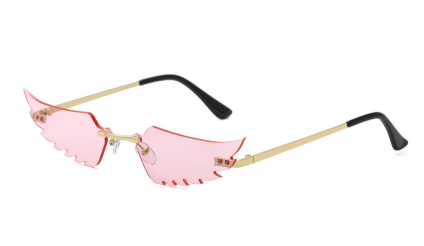 586487197 Luxury Fashion Flame Sunglasses Women Rimless Bat Sun GlassesEyeglass Vintage Feather Sunglass Fire Shape Eyewears