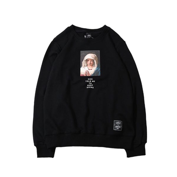 586485900 Sweatshirt Streetwear Virgin Mary Print Mens Hip Hop Pullover Sweatshirts