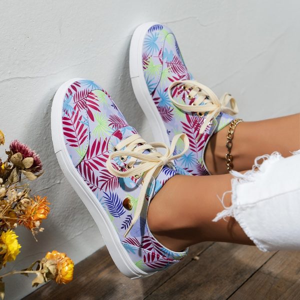 586486902 Plus Size Women's Board Shoes Spring Printing Colorful Single Shoes Casual Shoes Small White Shoes