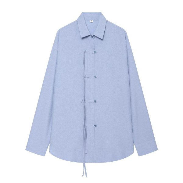Retro women's pure linen shirt for summer