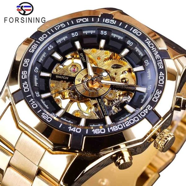 586486589 Silver Stainless Steel Waterproof Mens Skeleton Watches Top Brand Luxury Transparent Mechanical Male Wrist Watch