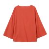 Flax flowing slanted collar long sleeved shirt