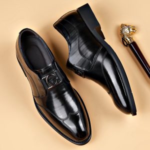 586486048 Men's pointed leather shoes, business casual shoes, men's shoes, versatile, breathable, wedding shoes, lazy shoes