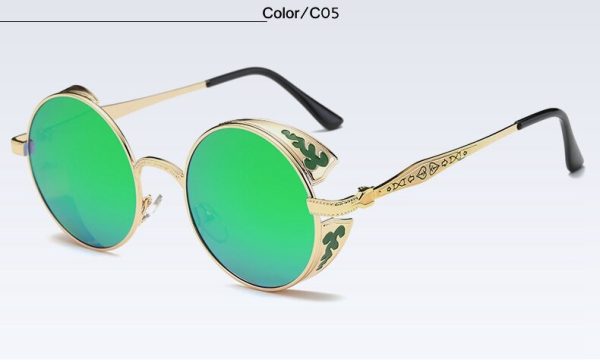 Fashion Polarized Steampunk Sunglasses Men/Women Round Metal Carving Vintage Sun Glasses Gothic UV400 Sunglass