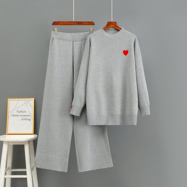 Long sleeved wide leg pants two-piece set for women