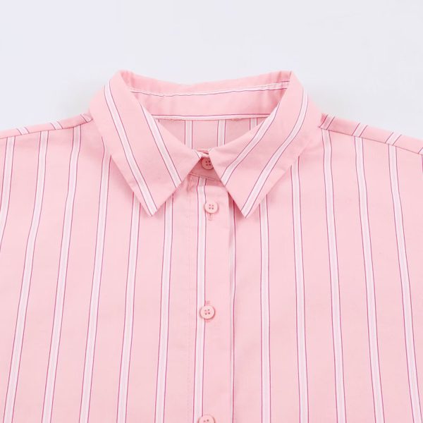 586484941 Commuting style loose and versatile striped shirt