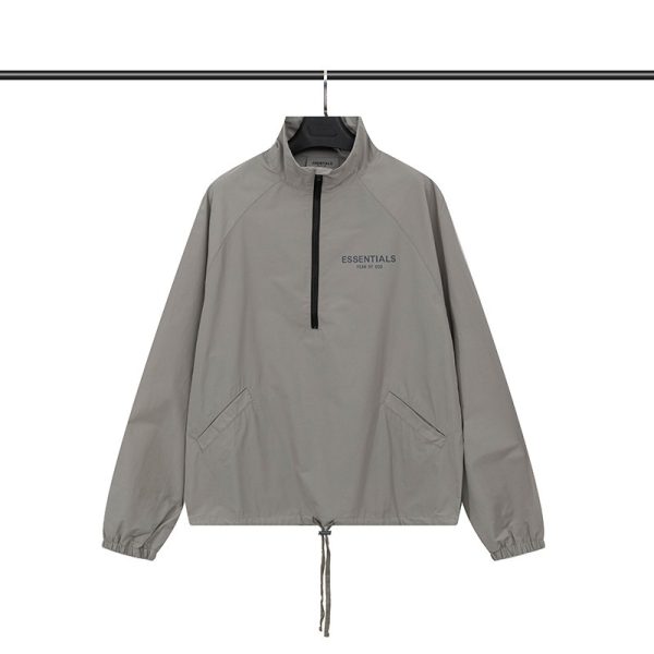 586486254 FOG Double Thread ESSENTIALS Half Zip Mens Trendy American INS Jacket Coat Windbreaker Spring and Autumn
