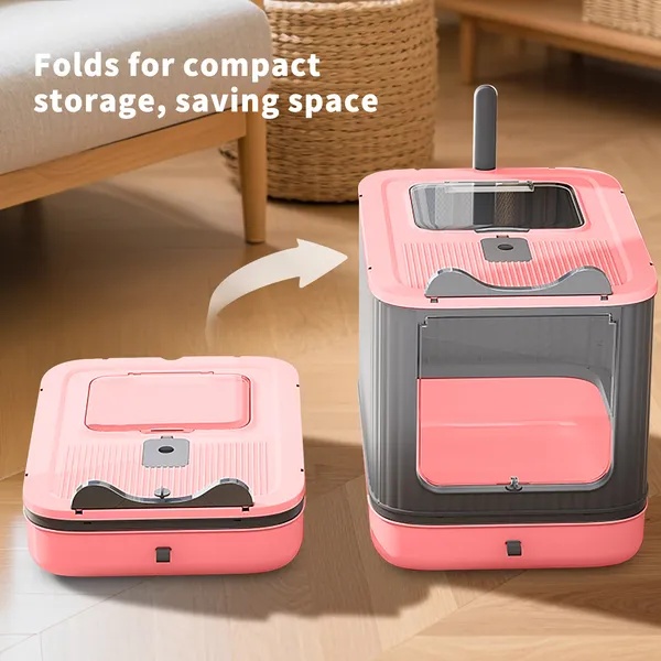 a8450525-4f73-4b88-928a-0ac36b661327.jpg Elevated Leak Proof Elf Pink Cat Litter Box, Made Of Sturdy And Durable Materials, Also Suitable For Multi Cat Households