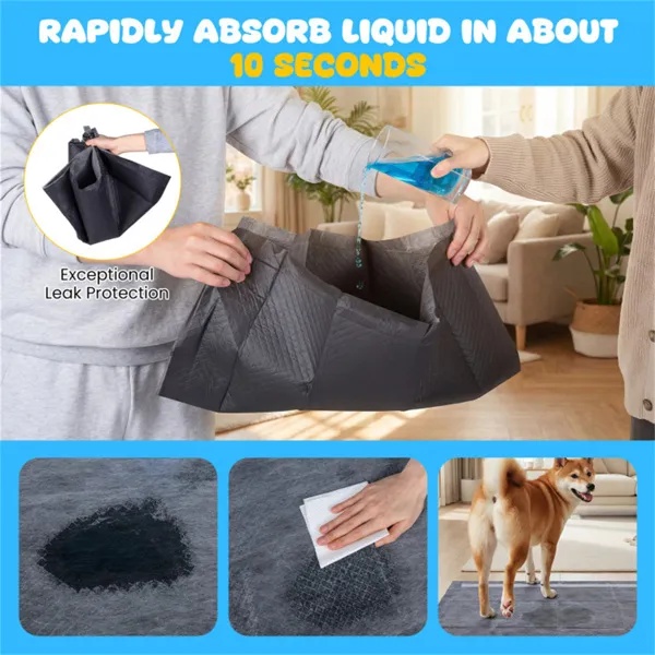150 Pack Charcoal Dog Pee Pads 24"x24", 6-Layer Ultra Absorbent Pet Training Pads With Odor Control