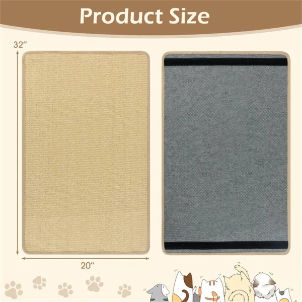 beb69e61-dfb2-4fda-824a-c5b69c19bf92.jpg 4-Pack 32"x20" Natural Sisal Cat Scratching Mats, Multifunctional Resting & Play Pads For Multi-Cat Households