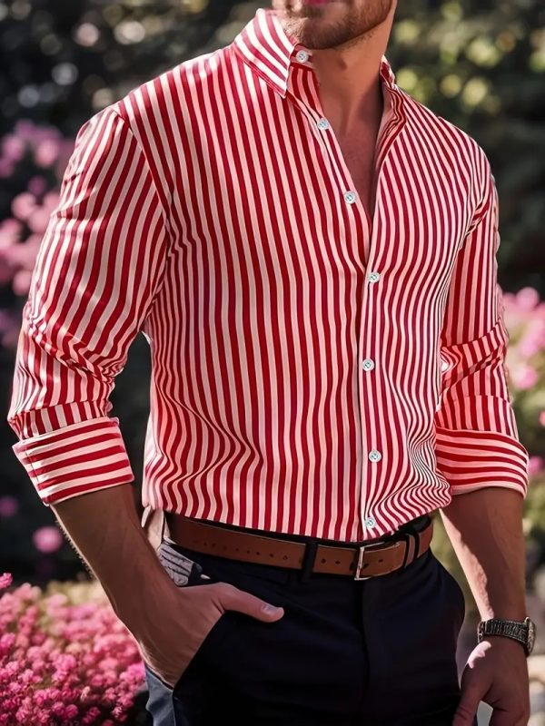 c1159860-38ba-442c-8046-8134e58268de.jpg Ins Stripe Printed Long Sleeve Shirt Men Fashion Casual Lapel Button Top Clothing