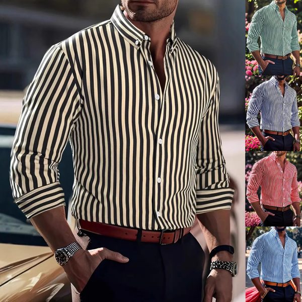 c1317c4b-8f6d-4648-97b8-c3373bf00195.jpg Ins Stripe Printed Long Sleeve Shirt Men Fashion Casual Lapel Button Top Clothing