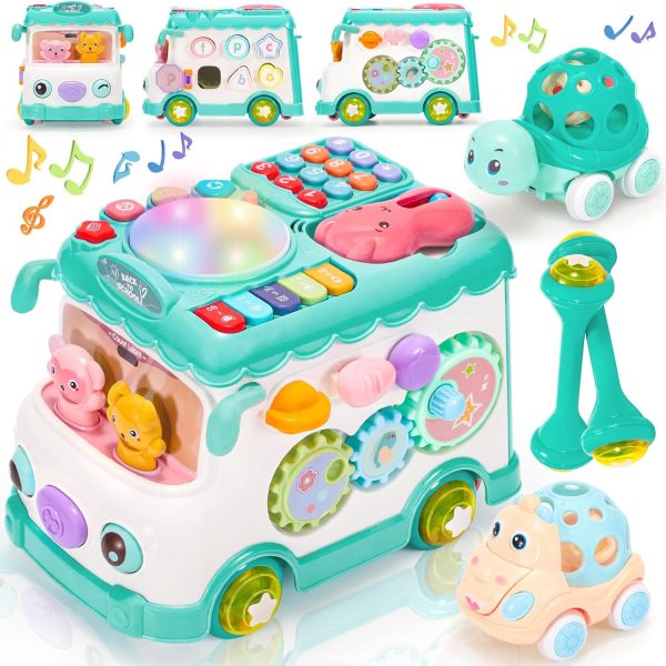 c65f77bf-e575-4a30-a19a-d4a4539e1e47.jpg Baby Activity Bus Toy Set 6-in-1 Multifunctional Musical Learning Bus Includes Mini Car & Building Blocks Early Educational Toy For Toddlers Ages 1-3