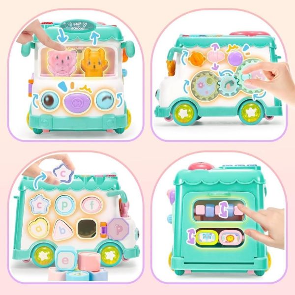c8c1a03c-5f4b-4fb0-af0a-ce81f92abe9a.jpg Baby Activity Bus Toy Set 6-in-1 Multifunctional Musical Learning Bus Includes Mini Car & Building Blocks Early Educational Toy For Toddlers Ages 1-3