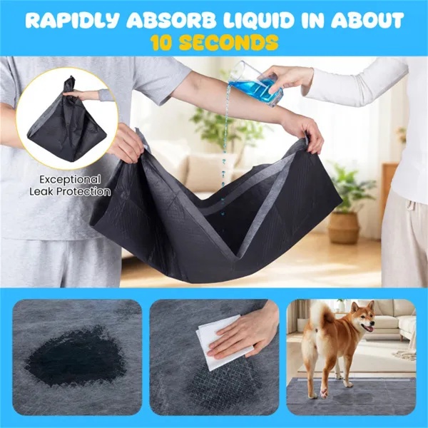 cbfad275-0b54-479e-a2df-373aa07fa6b5.jpg 150 Pack Activated Carbon Dog Pee Pads 35.5"x24", Extra Large 6-Layer Odor Control Pet Training Pads