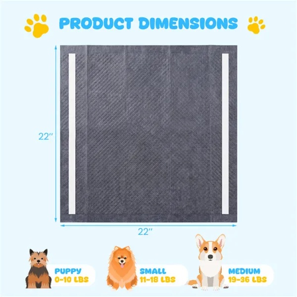 150 Pack Charcoal Dog Pee Pads 24"x24", 6-Layer Ultra Absorbent Pet Training Pads With Odor Control