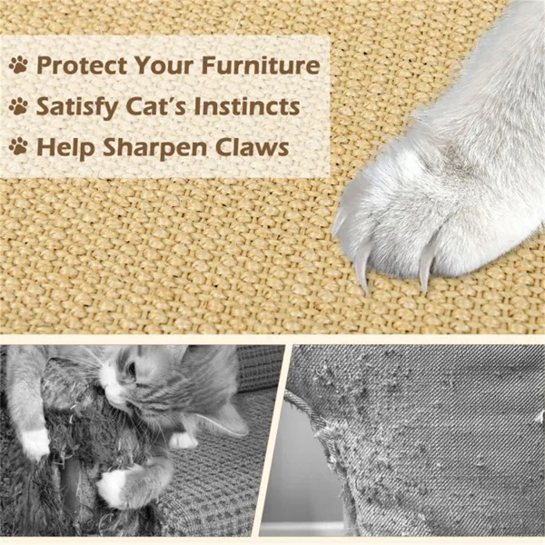 d3ed540b-f2c3-480b-8ddc-6a993d2aa74a.jpg 4-Pack 32"x20" Natural Sisal Cat Scratching Mats, Multifunctional Resting & Play Pads For Multi-Cat Households