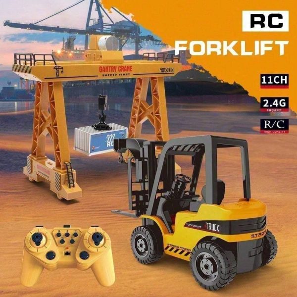 11CH 1 18 RC Forklift Toy For Kids, 2.4GHz 4WD Remote Control Construction Truck With Flashing Lights, Realistic Sounds, And Dual Play Modes. Boy Toys, Party Favors For Kids, Cars Toys, Toy Cars