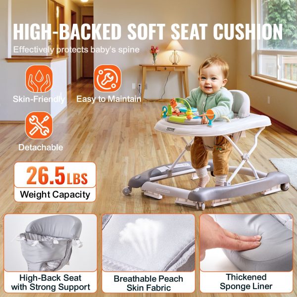 dc1a0c2d-fb6b-4e07-af7b-2b20a495bf47.jpg 4-in-1 Baby Walker, Foldable Baby Activity Center On Wheels, 3 Adjustable Height, Music & Toys Tray, Learning-Seated | Walk-Behind | Rocker | Bouncer Toddler Walker For Girls Boys 6-24 Months