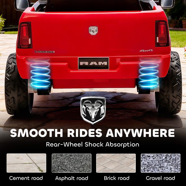12V Kids Ride on Car, Licensed Dodge RAM 3500 Ride on Toys with Dual Motors, Remote Control for Toddlers, Red