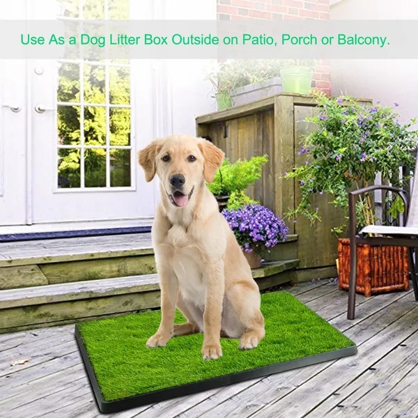 Dog Toilet Indoor Puppy Training Pad, Dog Potty Pet Training Grass Mat, Removable Waste Tray For Easier Clean Up, Artificial Turf, 25'X20'
