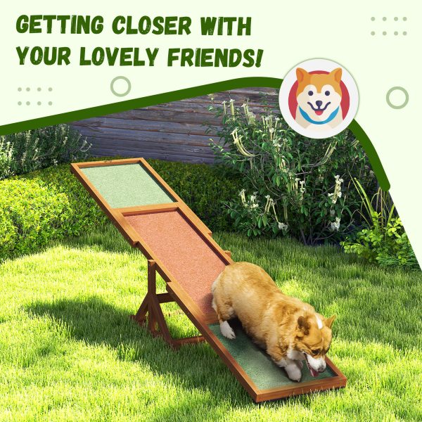 f88867ca-0b41-49d5-a918-3a222312565a.jpg Wooden Dog Agility Seesaw for Training and Exercise, Weather Resistant, 83" L x 16" W x 14" H, Orange