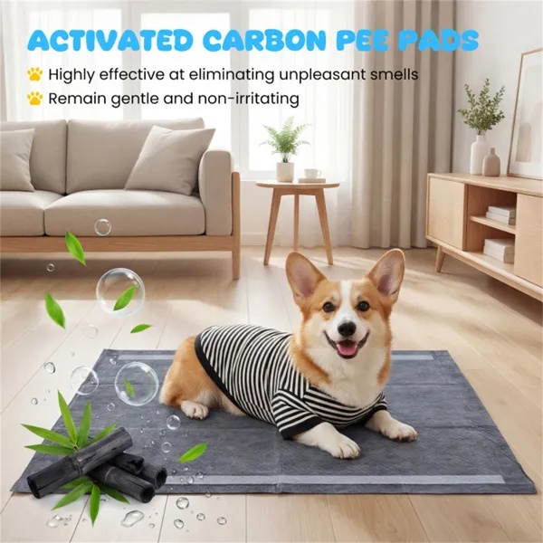 fd3af2f4-626b-4973-9148-0382eb6fc64e.jpg 150 Pack Activated Carbon Dog Pee Pads 35.5"x24", Extra Large 6-Layer Odor Control Pet Training Pads