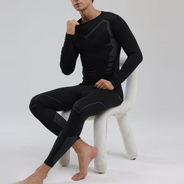 fe294cab-a9dc-418f-9e3b-c338ebdeb783-1.jpg Men Thermal Underwear Set Shirt Pants Autumn Slim Fit Thermal Underwear Top Bottom Set Black S