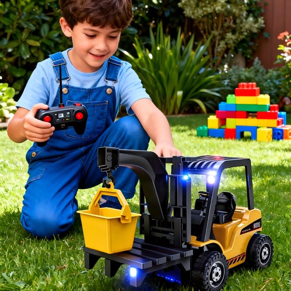 11CH 1 18 RC Forklift Toy For Kids, 2.4GHz 4WD Remote Control Construction Truck With Flashing Lights, Realistic Sounds, And Dual Play Modes. Boy Toys, Party Favors For Kids, Cars Toys, Toy Cars
